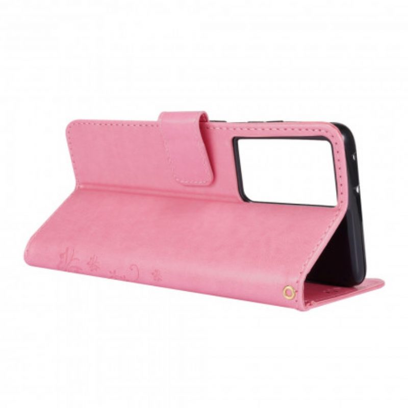 Custodia in pelle Samsung Galaxy S21 Ultra 5G Farfalle Al Vento