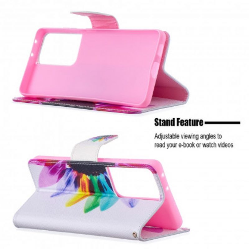 Custodia in pelle Samsung Galaxy S21 Ultra 5G Fiore Dell'acquerello