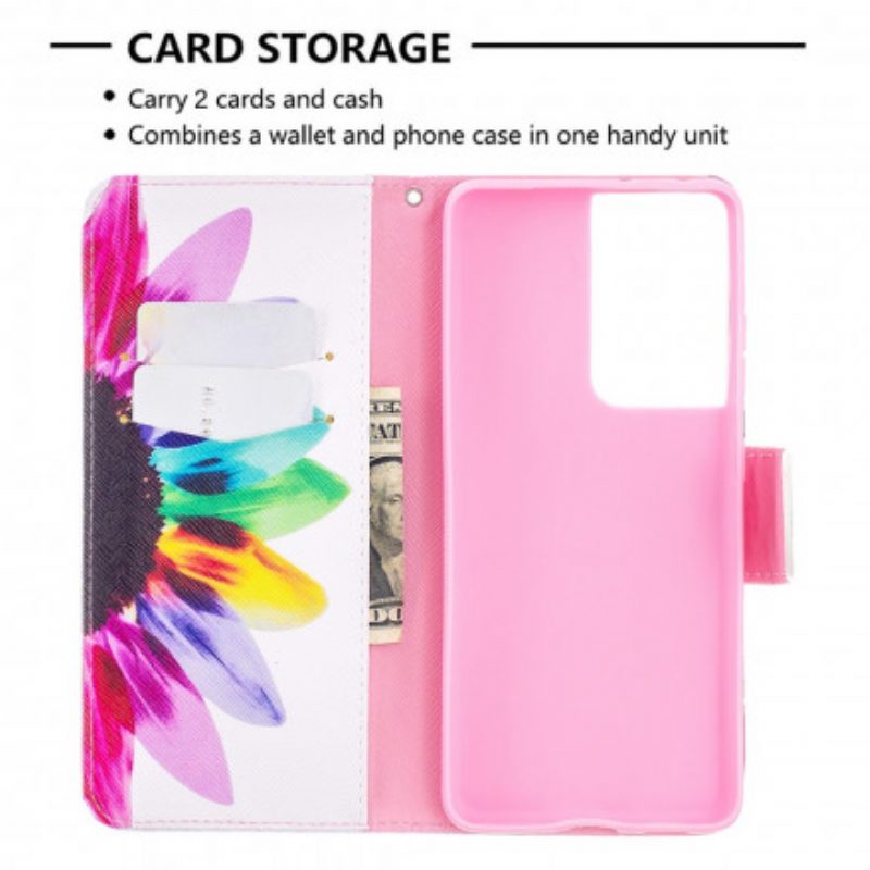 Custodia in pelle Samsung Galaxy S21 Ultra 5G Fiore Dell'acquerello