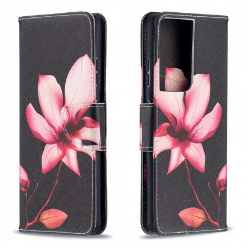 Custodia in pelle Samsung Galaxy S21 Ultra 5G Fiore Rosa