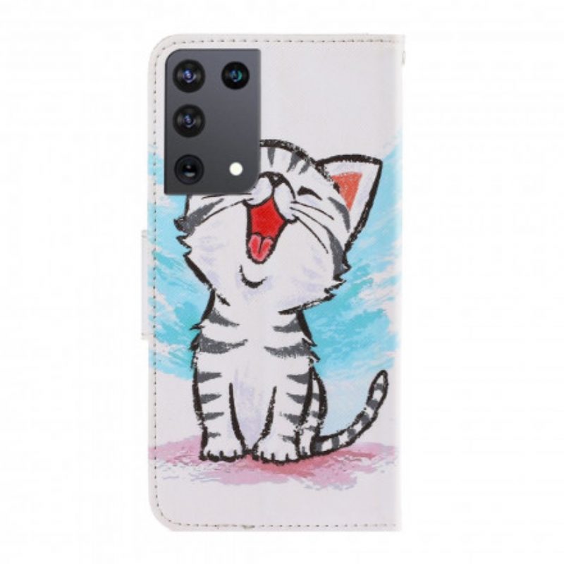 Custodia in pelle Samsung Galaxy S21 Ultra 5G Gattino Di Colore Strappy