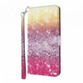 Custodia in pelle Samsung Galaxy S21 Ultra 5G Gradiente Glitterato Magenta