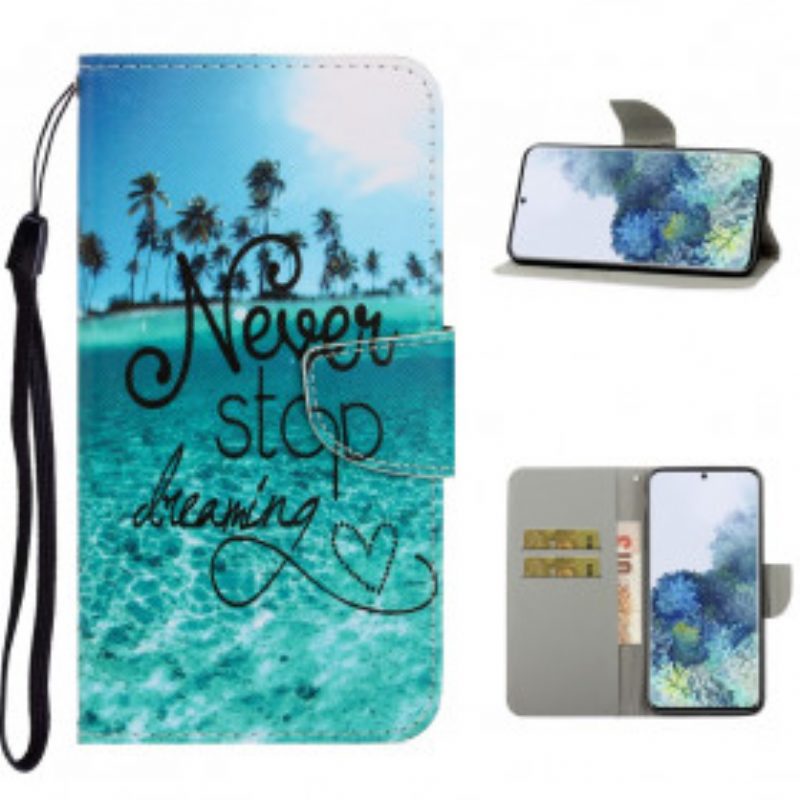 Custodia in pelle Samsung Galaxy S21 Ultra 5G Non Smettere Mai Di Sognare Navy Strappy