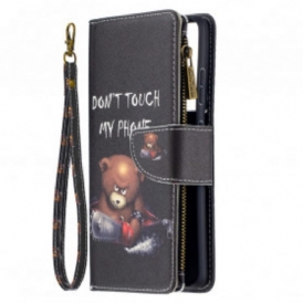 Custodia in pelle Samsung Galaxy S21 Ultra 5G Orsetto Tascabile Con Cerniera