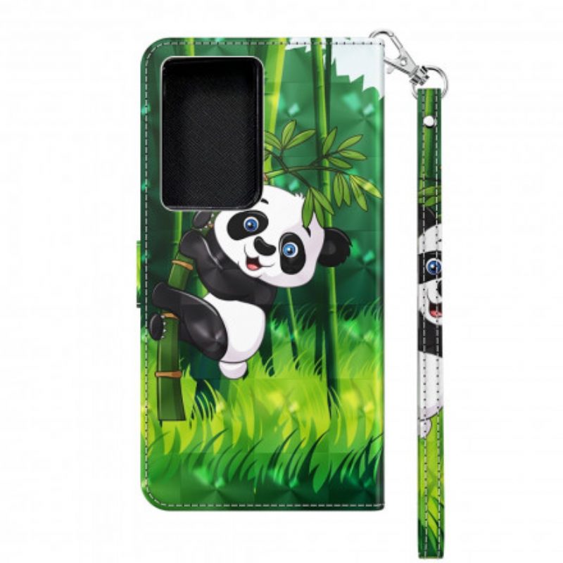Custodia in pelle Samsung Galaxy S21 Ultra 5G Panda E Bambù