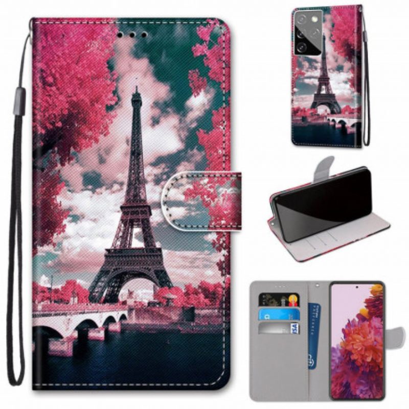Custodia in pelle Samsung Galaxy S21 Ultra 5G Parigi In Fiore