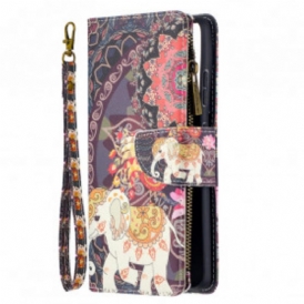 Custodia in pelle Samsung Galaxy S21 Ultra 5G Tasca Con Zip A Forma Di Elefante