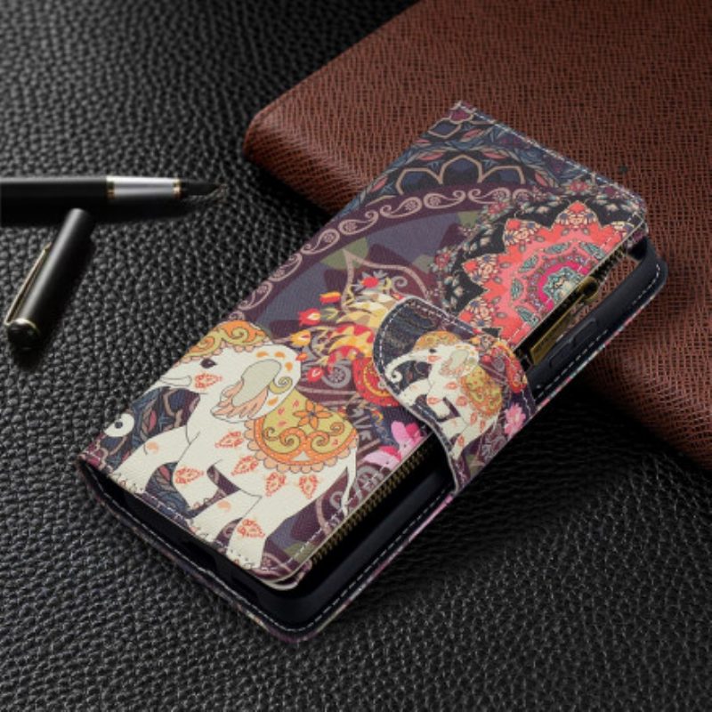 Custodia in pelle Samsung Galaxy S21 Ultra 5G Tasca Con Zip A Forma Di Elefante