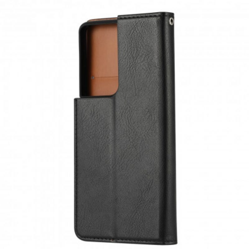 Folio Cover Samsung Galaxy S21 Ultra 5G Custodia in pelle Portacarte In Ecopelle