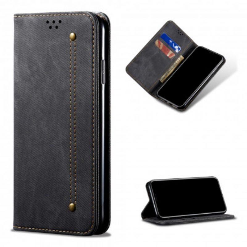 Folio Cover Samsung Galaxy S21 Ultra 5G Custodia in pelle Tessuto Denim