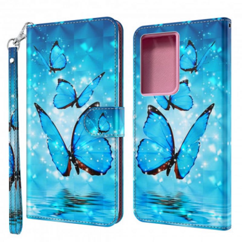Folio Cover Samsung Galaxy S21 Ultra 5G Farfalle Blu Volanti