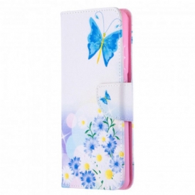 Folio Cover Samsung Galaxy S21 Ultra 5G Farfalle E Fiori Dipinti