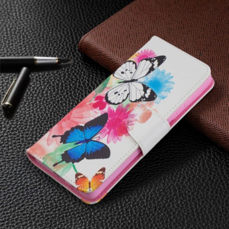 Folio Cover Samsung Galaxy S21 Ultra 5G Farfalle E Fiori Dipinti