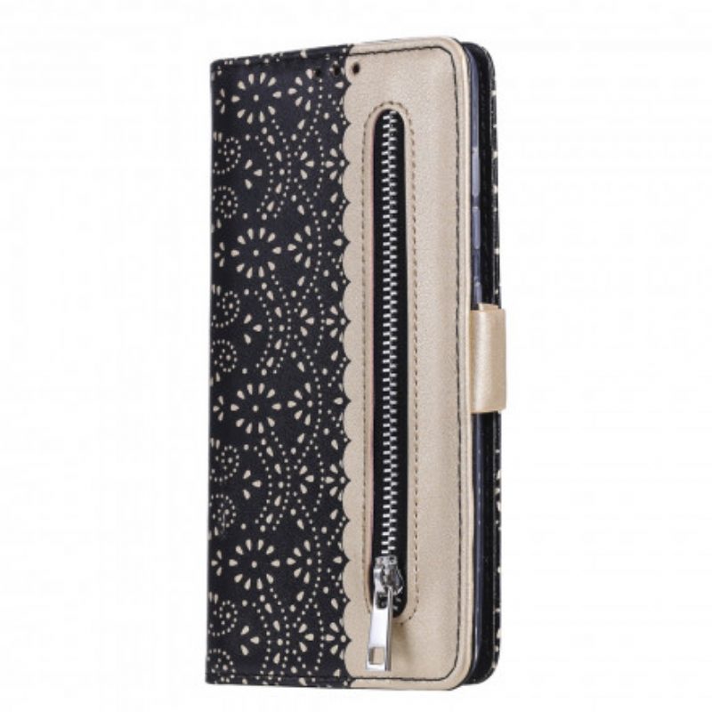Folio Cover Samsung Galaxy S21 Ultra 5G Portamonete Con Cinturino In Pizzo