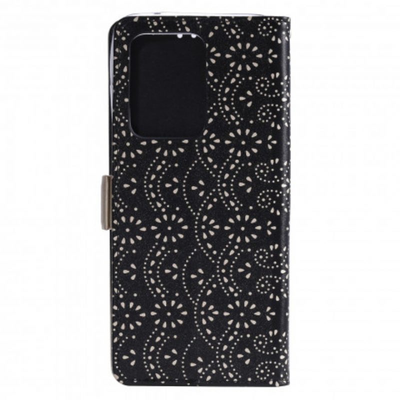 Folio Cover Samsung Galaxy S21 Ultra 5G Portamonete Con Cinturino In Pizzo