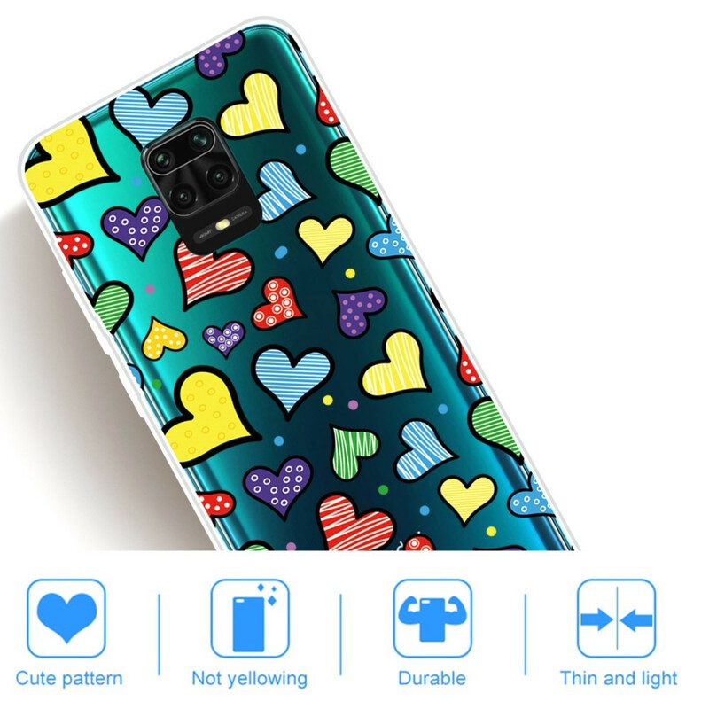 Cover Xiaomi Redmi Note 9S / 9 Pro Cuori Multicolori