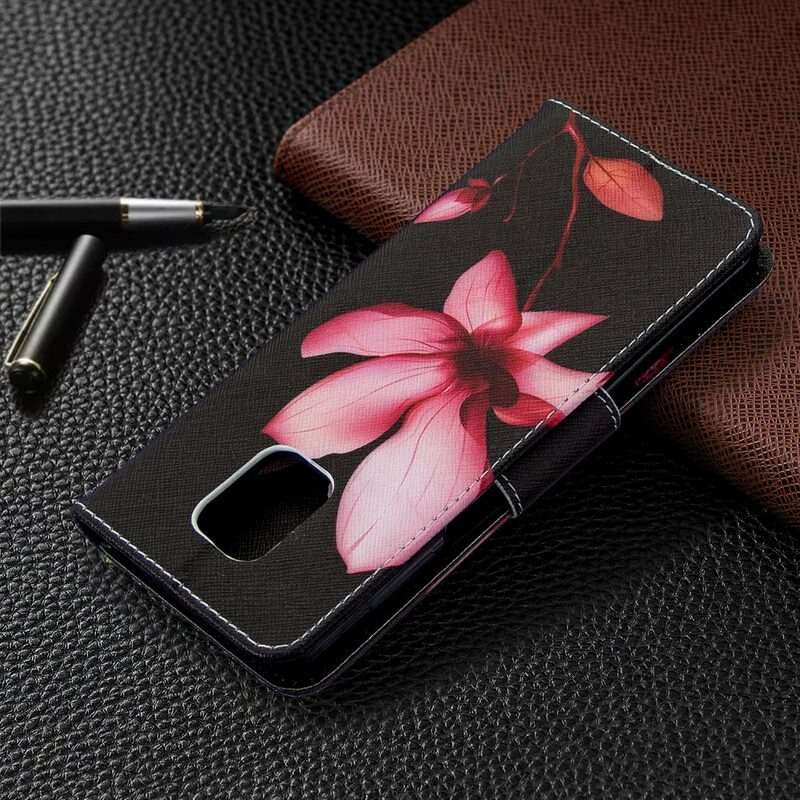 Custodia in pelle Xiaomi Redmi Note 9S / 9 Pro Fiore Rosa