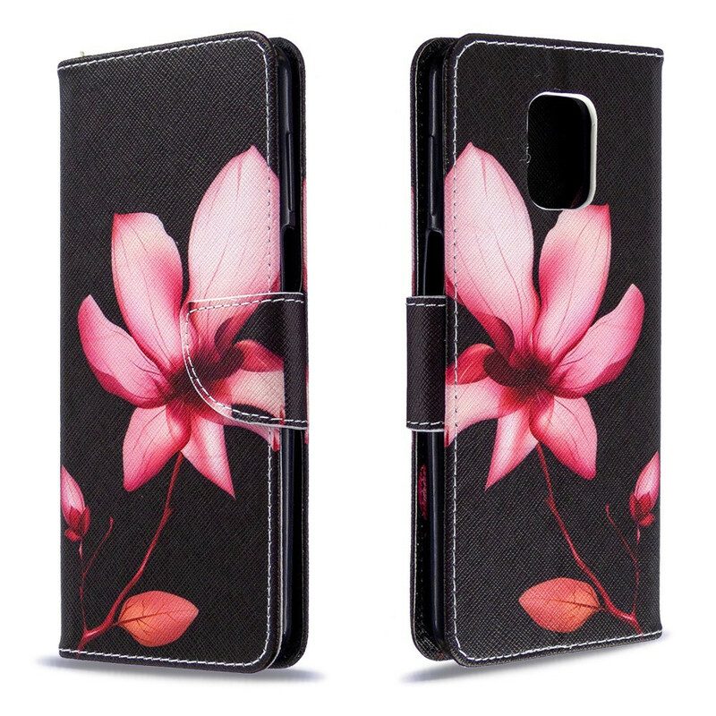 Custodia in pelle Xiaomi Redmi Note 9S / 9 Pro Fiore Rosa