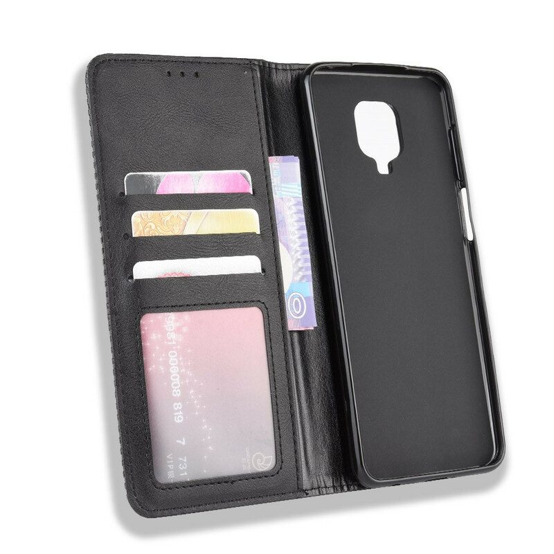 Folio Cover Xiaomi Redmi Note 9S / 9 Pro Custodia in pelle Effetto Pelle Vintage Stilizzato