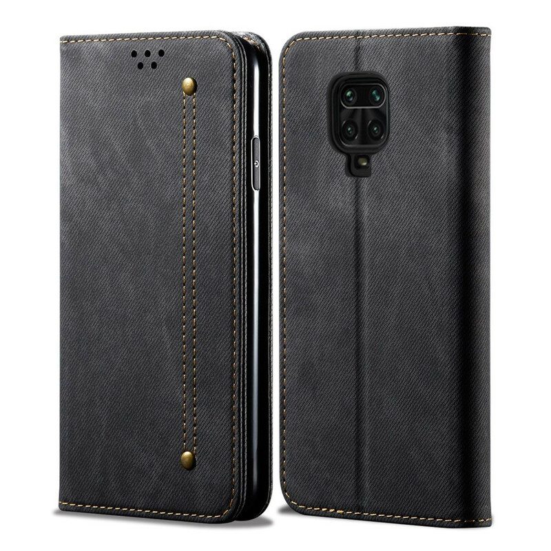 Folio Cover Xiaomi Redmi Note 9S / 9 Pro Custodia in pelle Tessuto Denim