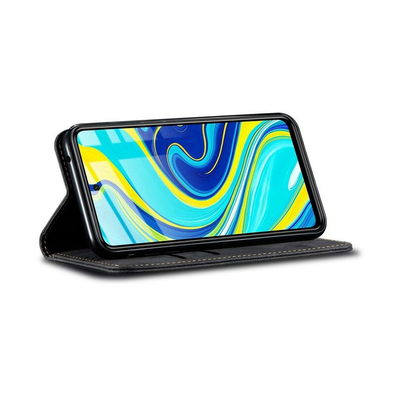 Folio Cover Xiaomi Redmi Note 9S / 9 Pro Custodia in pelle Tessuto Denim