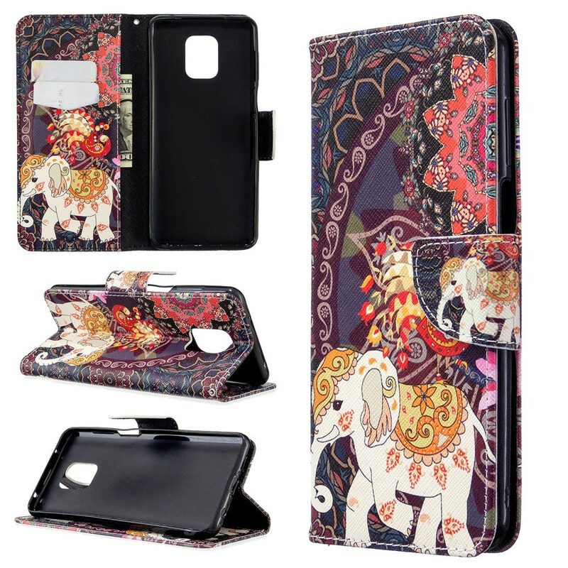 Folio Cover Xiaomi Redmi Note 9S / 9 Pro Elefanti Indiani