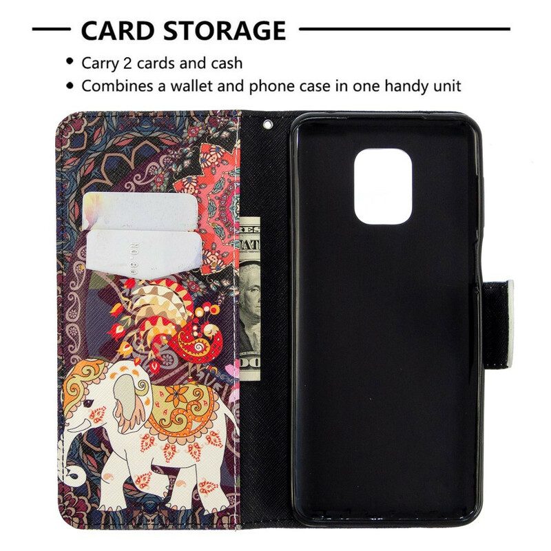 Folio Cover Xiaomi Redmi Note 9S / 9 Pro Elefanti Indiani