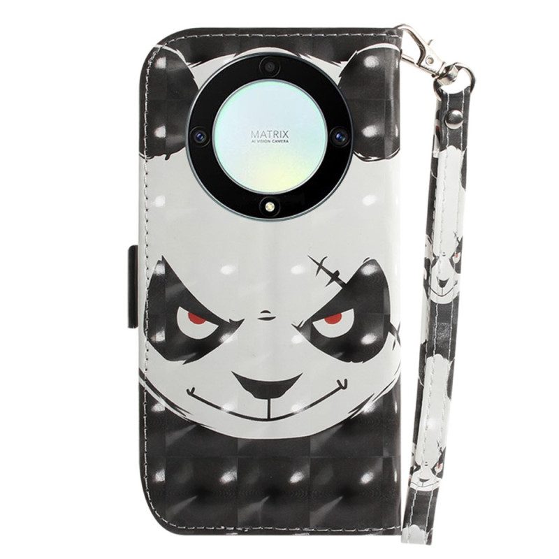 Custodia A Portafoglio Honor Magic 5 Lite Panda Arrabbiato Con Cordino