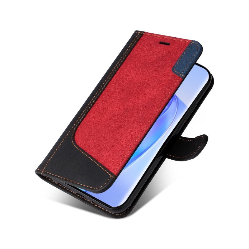 Custodia in pelle Honor Magic 5 Lite Bicolore Con Cinturino