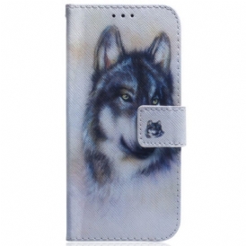 Custodia in pelle Honor Magic 5 Lite Cane Dell'acquerello Strappy