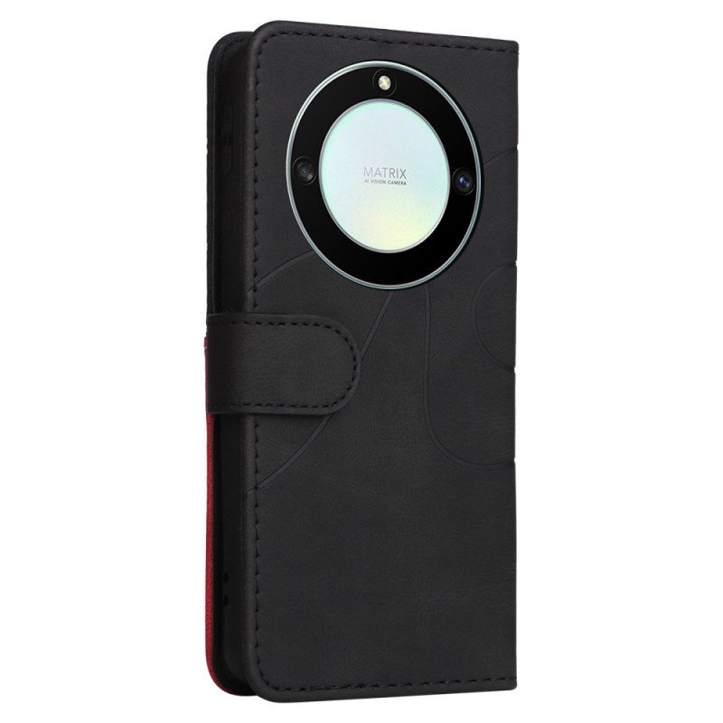 Custodia in pelle Honor Magic 5 Lite Cinturino Bicolore
