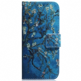 Custodia in pelle Honor Magic 5 Lite Cinturino Rami Di Fiori