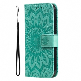 Custodia in pelle Honor Magic 5 Lite Mandala Sole Con Cordino