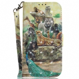 Custodia in pelle Honor Magic 5 Lite Perizoma Safari Animali