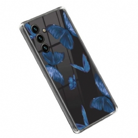 Cover Samsung Galaxy A14 / A14 5G Farfalle Blu Senza Soluzione Di Continuità