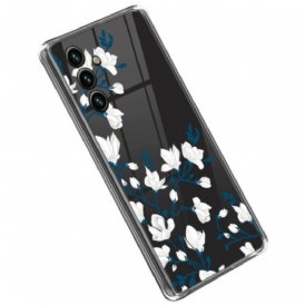 Cover Samsung Galaxy A14 / A14 5G Fiori Bianchi Senza Soluzione Di Continuità