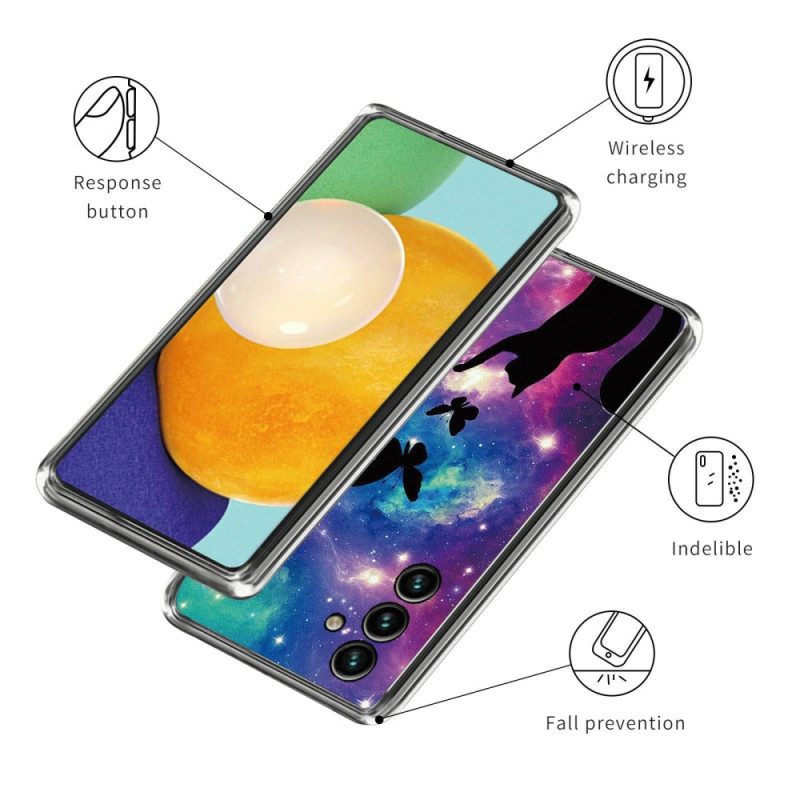 Cover Samsung Galaxy A14 / A14 5G Silicone Gatto Spaziale