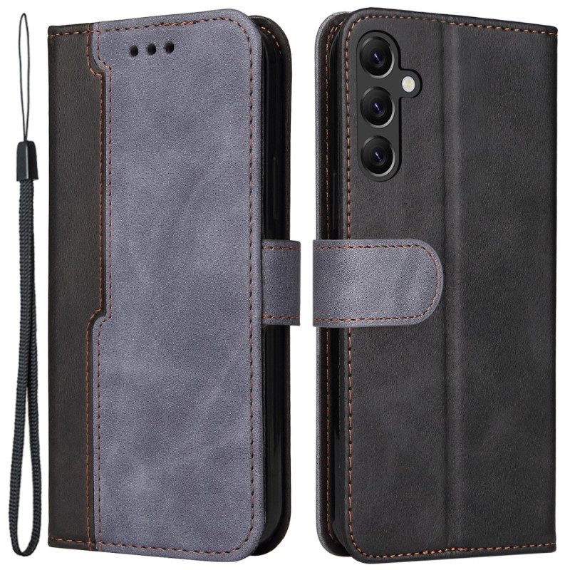 Custodia in pelle Samsung Galaxy A14 / A14 5G Bicolore Con Cinturino