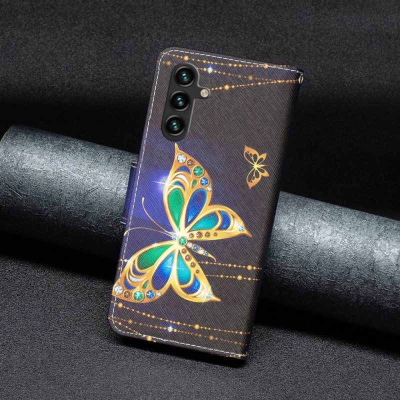 Custodia in pelle Samsung Galaxy A14 / A14 5G Farfalla Reale