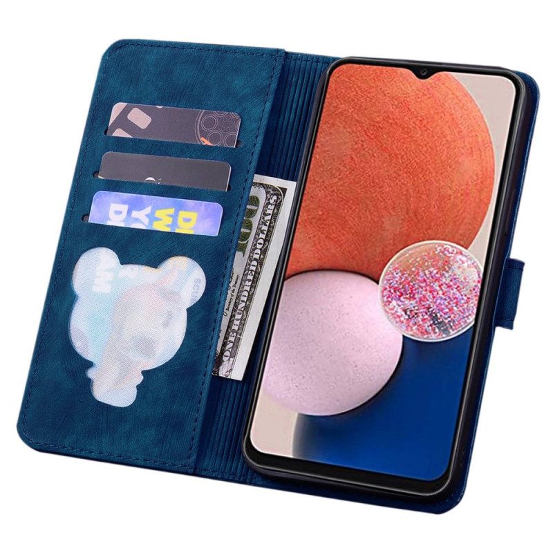 Custodia in pelle Samsung Galaxy A14 / A14 5G Perizoma Floreale Gatto