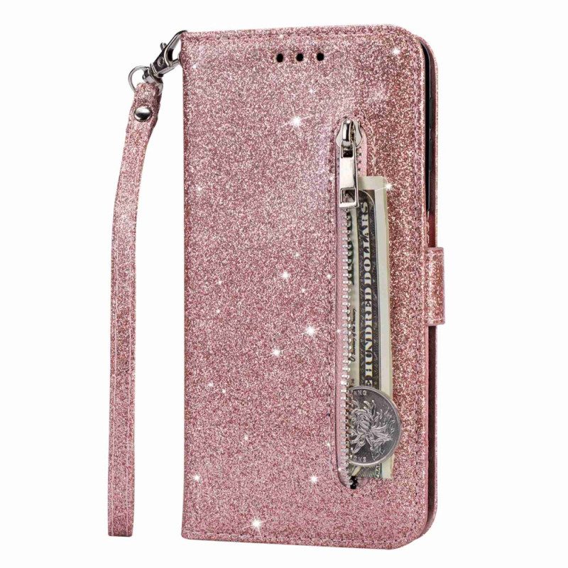 Custodia in pelle Samsung Galaxy A14 / A14 5G Stile Glitter Paillettes