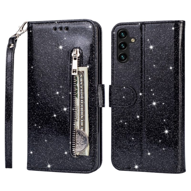 Custodia in pelle Samsung Galaxy A14 / A14 5G Stile Glitter Paillettes