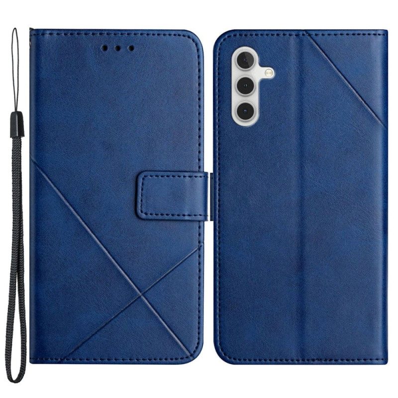 Custodia in pelle Samsung Galaxy A14 / A14 5G Strappy Stile Geometrico In Pelle