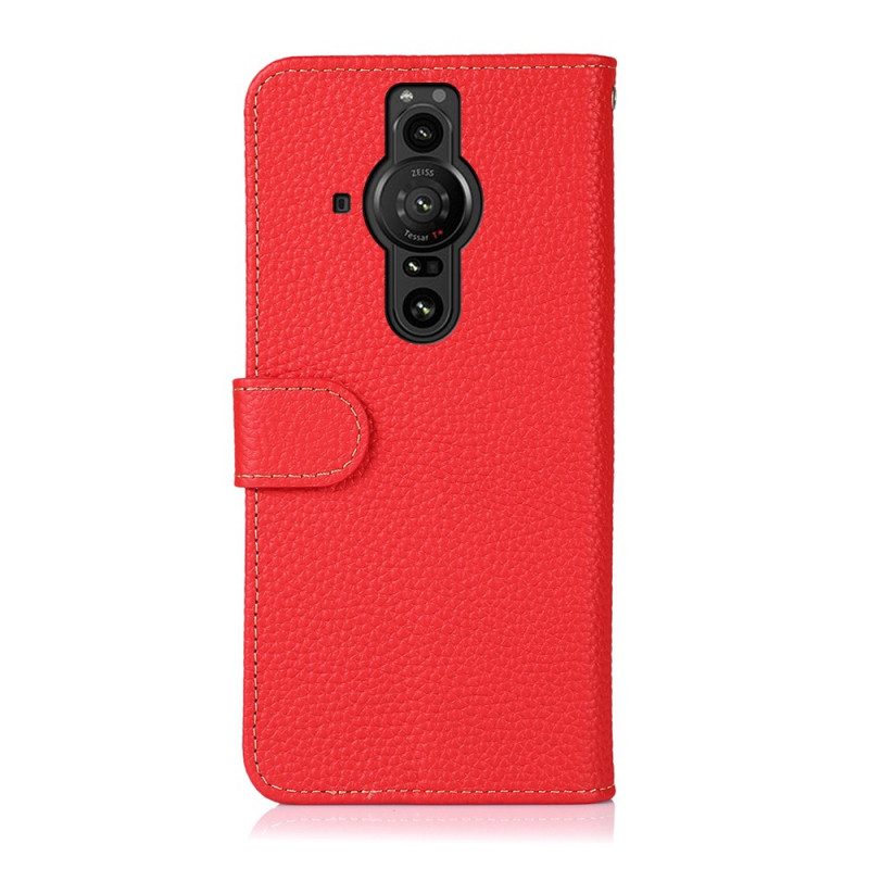 Custodia in pelle Sony Xperia Pro-I Khazneh Pelle Di Litchi