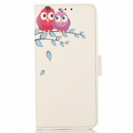 Custodia in pelle Sony Xperia Pro-I Paio Di Gufi Sull'albero