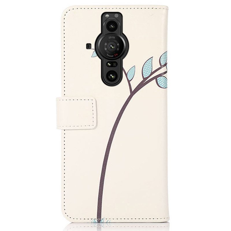 Custodia in pelle Sony Xperia Pro-I Paio Di Gufi Sull'albero