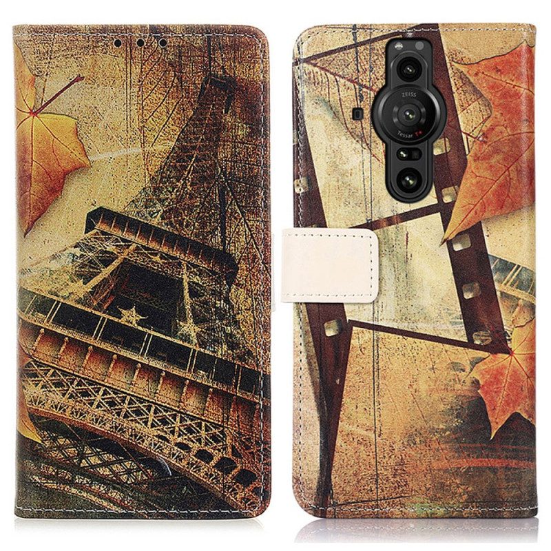 Custodia in pelle Sony Xperia Pro-I Torre Eiffel In Autunno