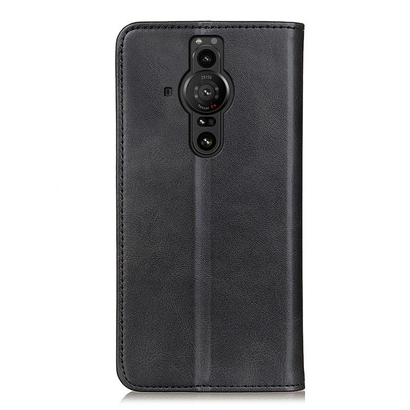 Folio Cover Sony Xperia Pro-I Custodia in pelle Pelle Crosta Eleganza