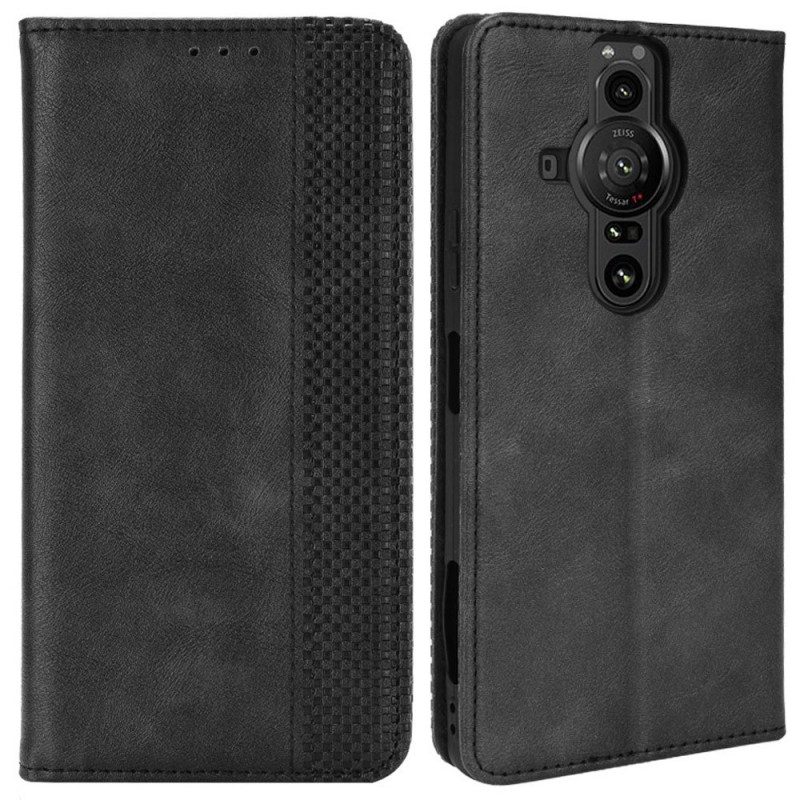 Folio Cover Sony Xperia Pro-I Custodia in pelle Effetto Pelle Vintage Stilizzato