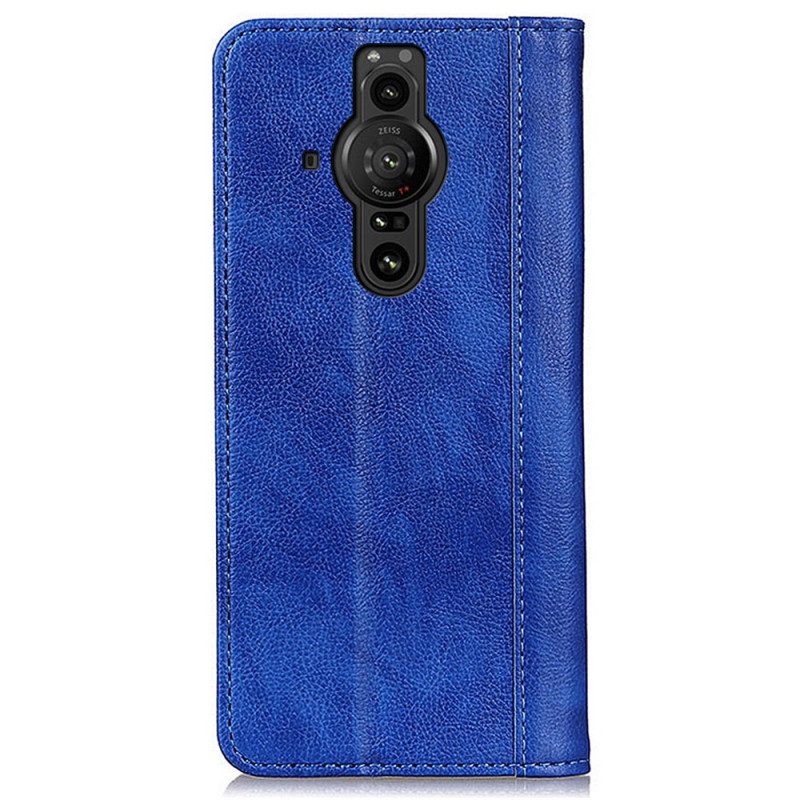 Folio Cover Sony Xperia Pro-I Custodia in pelle Eleganza Split Litchi Leather